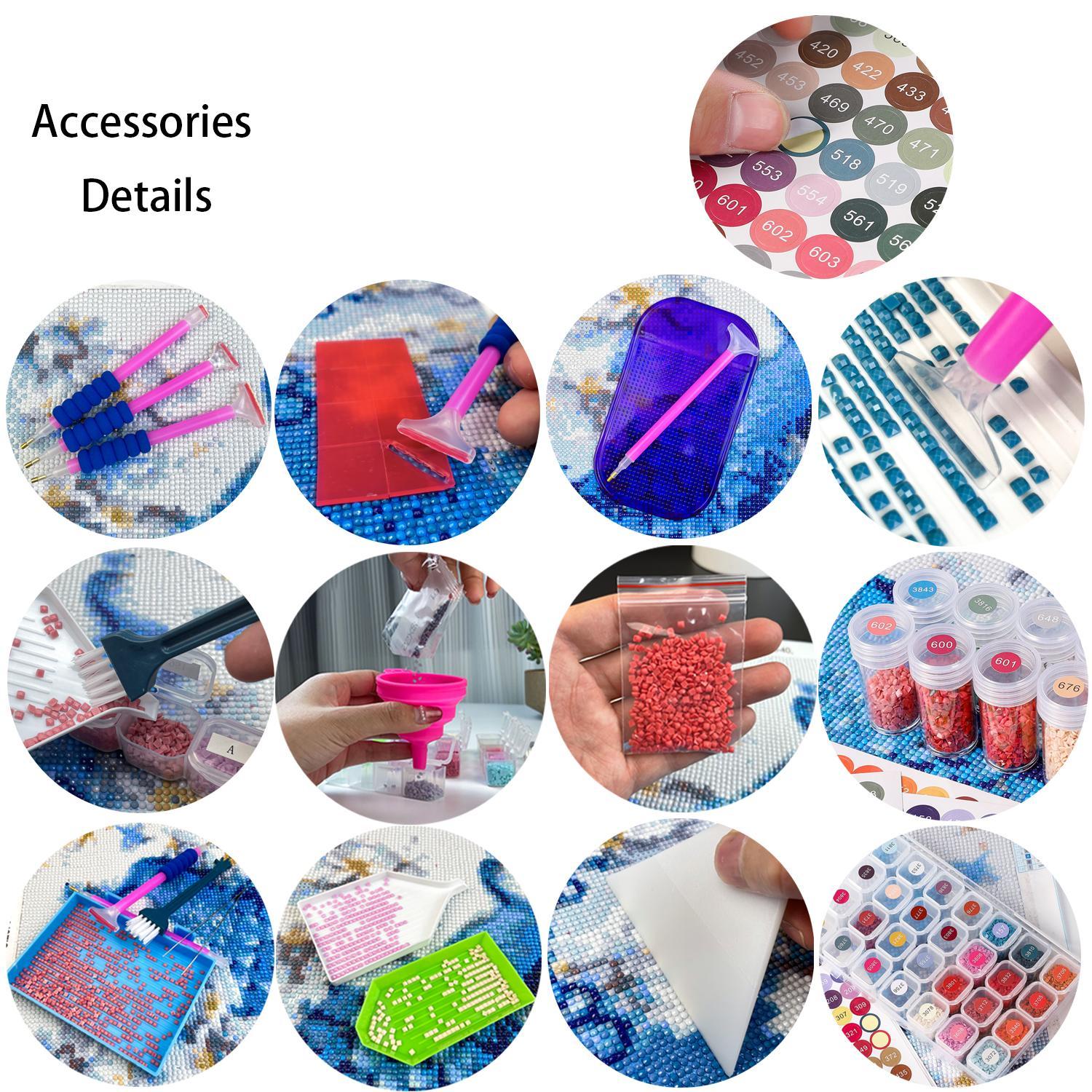 Diamond Arts Colorful Painting Carrying Case & Tool Set, 1 Set Handheld Multifunctional Diamond Arts Tool Storage Container, DIY Painting Tool Supplies, Diamond Art Tools