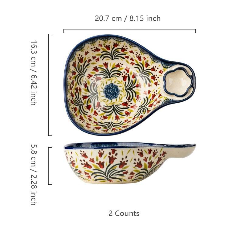Creative Floral Pattern Ceramic Bowl, 2 Counts/set Vintage Style Bowl ...