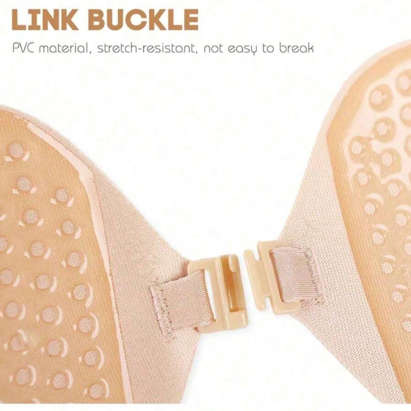 Multiple Sizes 2 Pieces Invisible Push-Up Bra No Back Strapless Bra Seamless Front Buckle Bra Lingerie Women's Self Adhesive Silicone (Black + Apricot Yellow)