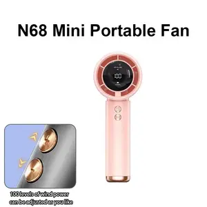 1Count Handheld Fan Portable Fan 100 Wind Speeds Adjustment N68 Suitable For Traveling, Camping Cordless Handheld Fan