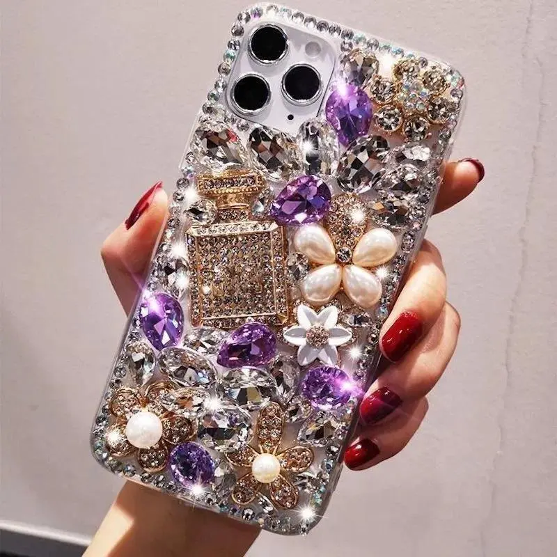 Rhinestone Phone Case For Iphone 14 16 Pro Max 12 11 15 13Pro Max  17 Air  Case Bling 3D Diamond Telefon Kilifi Funda