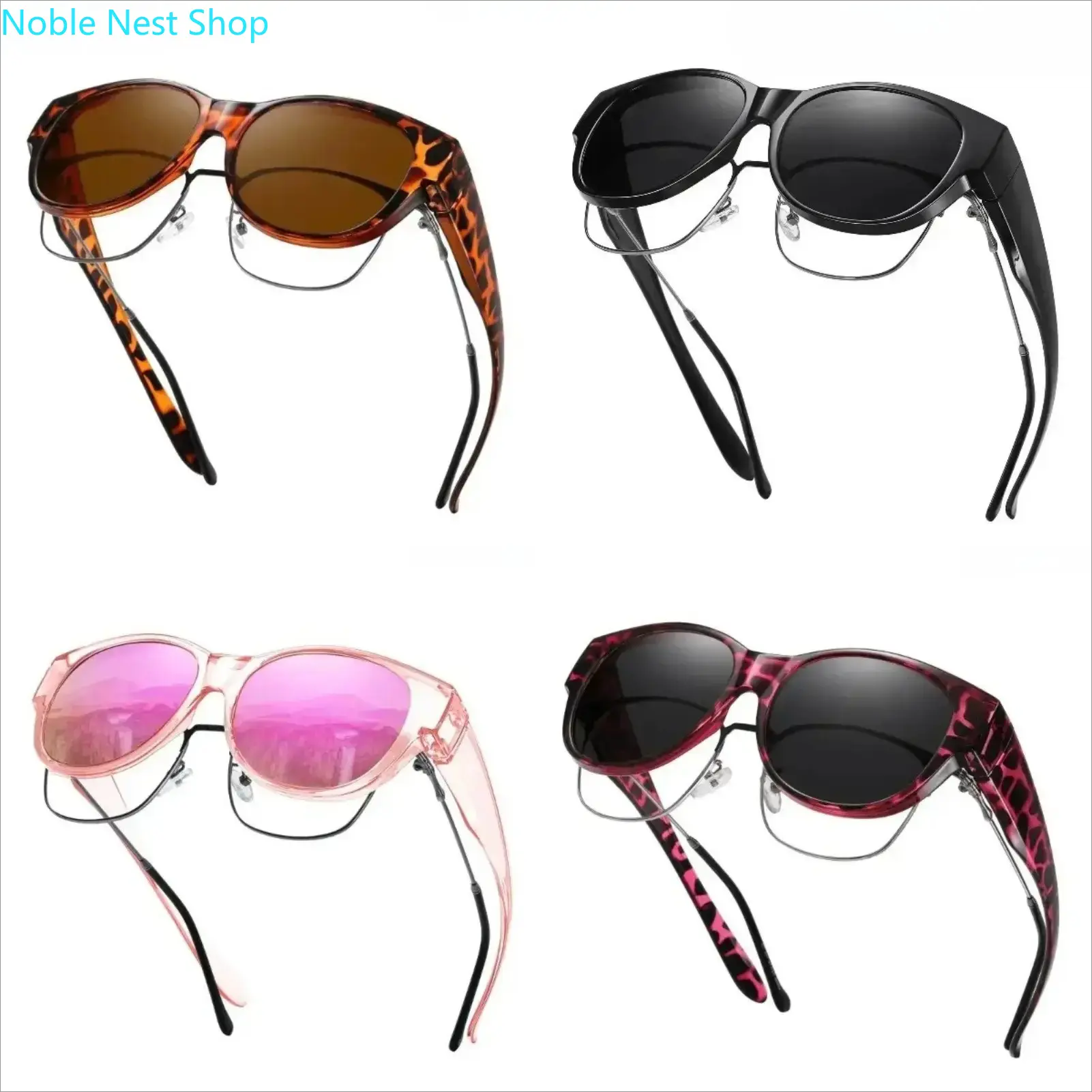 4-Pack Polarized Fit Over Sunglasses Men Women, Large UV400 Shades Wear Over Prescription Glasses, Versatile Protective Eyewear for Driving Travel Outdoor Daily Use