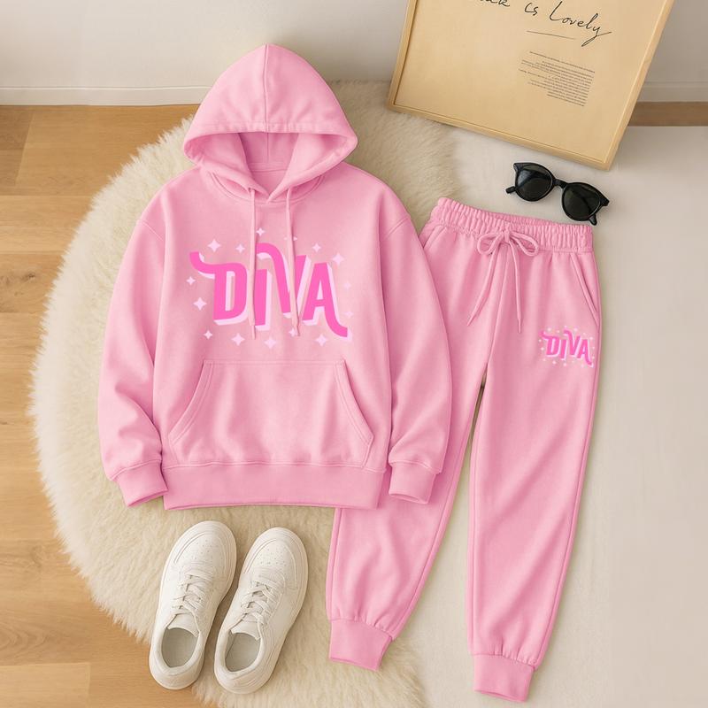 Women's Diva Star Print Hoodie And Drawstring Track Pants Set, Casual Sportswear, Long-Sleeved Hooded Jacket And Pants, Suitable For Autumn And Winter, Everyday Wear, Indoor And Outdoor Sportswear, Sportswear Set, Casual Sportswear Women's Diva Star Print Hoodie And Drawstring Track Pants Set, Casual Sportswear, Long-Sleeved Hooded Jacket And Pants, Suitable For Autumn And Winter, Everyday Wear, Indoor And Outdoor Sportswear, Sportswear Set, Casual Sportswear