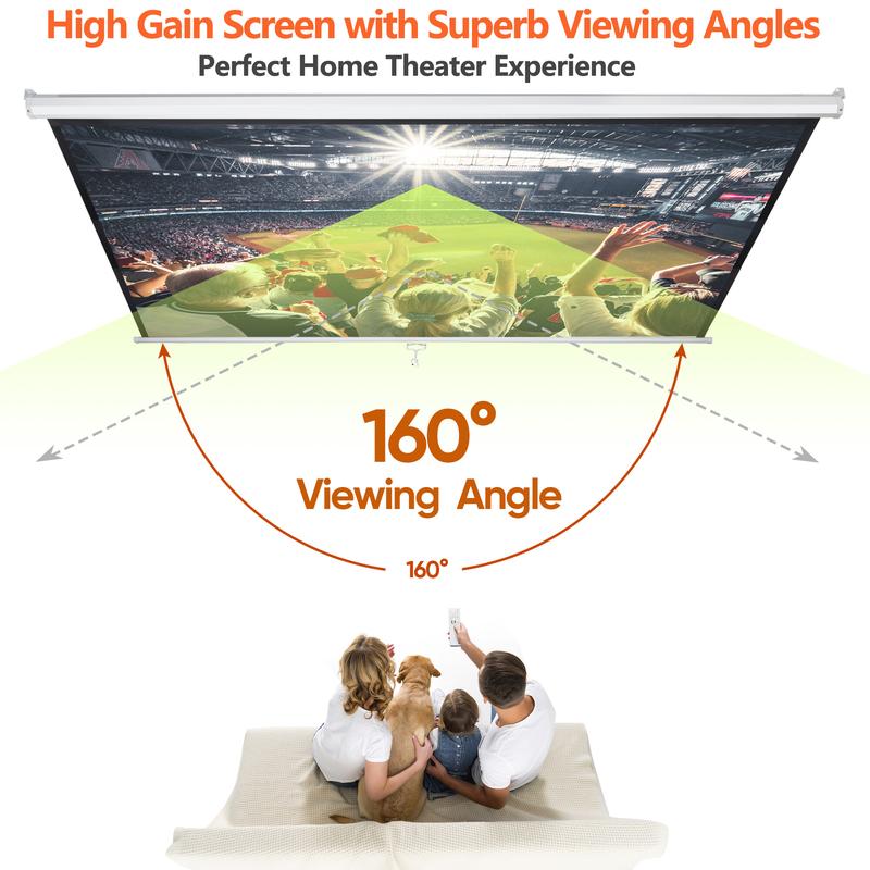 SUPERDEAL Projector Screen 80/100/120 inch 16:10 HD 4K Projections Home Theater Presentation Education Outdoor Indoor Public Display, White