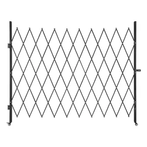 VEVOR Single Folding Security Gate, Lockable Scissor Gate with 360 Swivel Casters, Outdoor Barricade Steel Retractable Gates, for Entry Security, Garage, Warehouse Pool, 94.49x 86.81 in (Wx H)