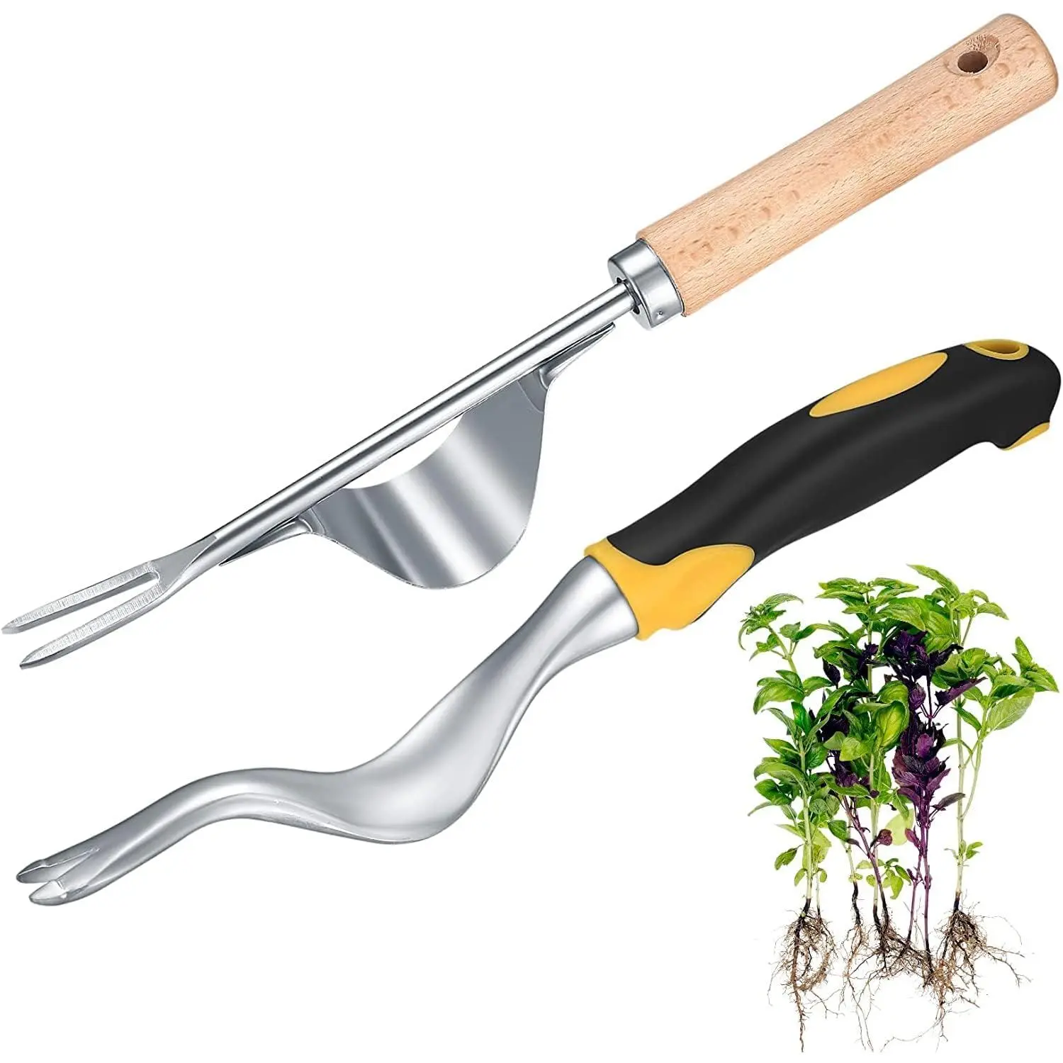 2 count Hand Weeder Puller Tool, Manual Weed Puller Tool Kit, Garden Manual Weeder  with V-Shaped Forks, for Garden Yard Lawn Farm Weed Roots Digging Removal Hand Tool