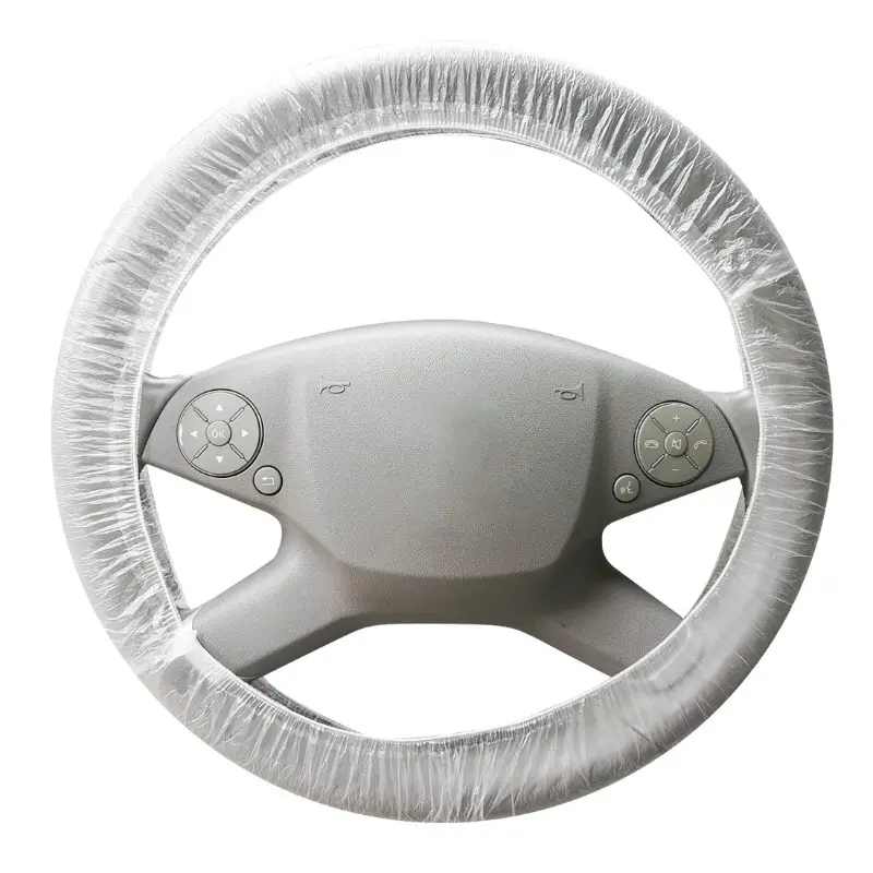 100Pcs Disposable Plastic Car Steering Wheel Covers, Dustproof Steering Wheel Protector Sleeves, Easy Install Auto Maintenance Supplies, Steering Wheel Accessories For Car Wash Shop & Auto Repair Workshop Daily Use