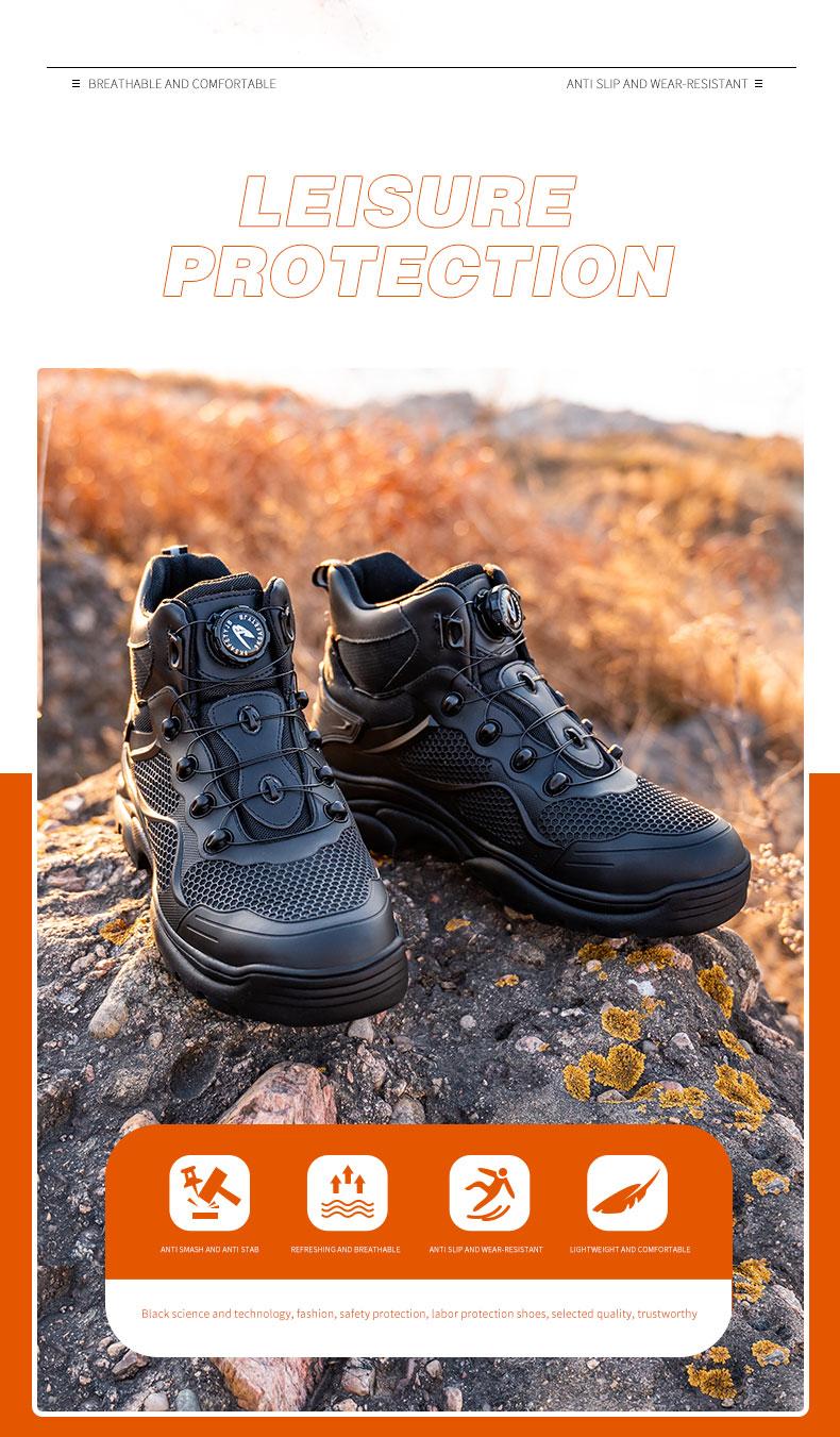 Men's Work Safety Shoes High Top Lace-up Safety Boots, Steel Toe Anti-smash and Anti-puncture Work Safety Boots Comfortable and Breathable Outdoor Sports Shoes Hiking Shoes Large Size Men's Work Shoes Industrial Outdoor Construction Product Model：9195