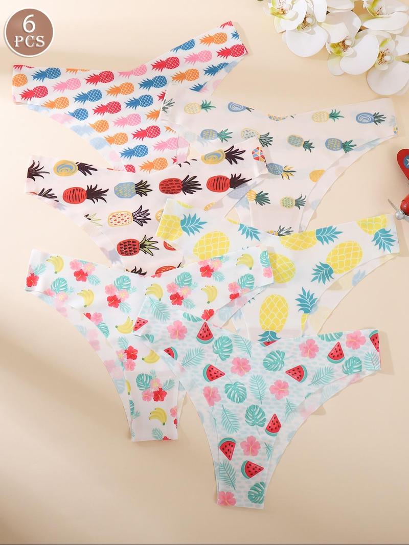 Women's Floral Heart Leopard Print Underwear Set, 3/4/6/7/8/10/12 Pieces, Casual Fitted Design, All Seasons Comfortable Panties