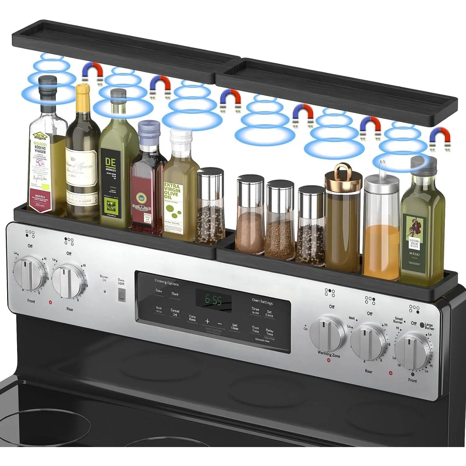 Stove Top Shelf for 30" Stoves, Over Oven Shelf Above with   Rack Organizer, Heat-Resistant, Space-Saving Solution for Kitchen Storage