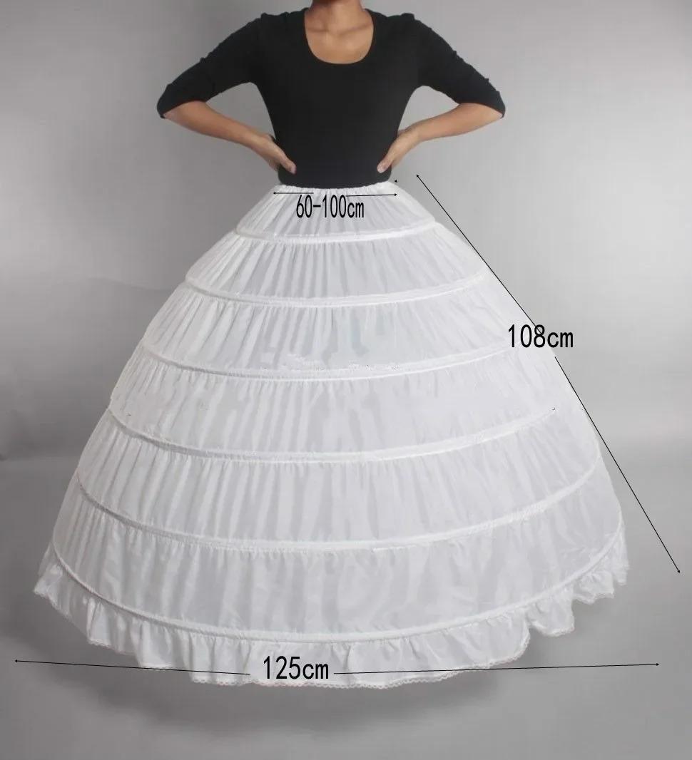 6 Rings Puffy Petticoat For Wedding Dress Ball Gown Mermaid A-Line Dresses Elastic Band Adjustable Waist Crinoline Underskirt