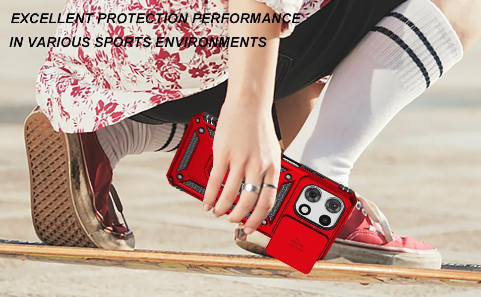 Phone Case for Motorola Moto G 5G 2025 Case with HD Screen Protector & Slide Camera Cover & Kickstand, [Military-Grade] Phone Case for Moto G 2025,Red