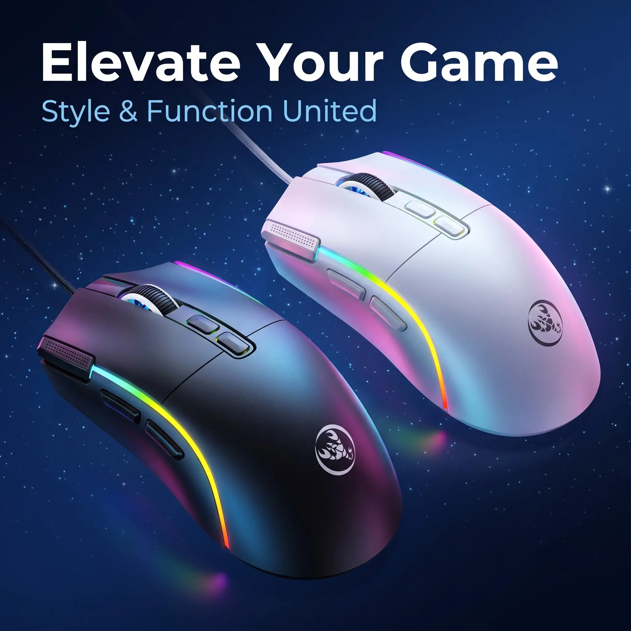 Wired Ergonomic Gaming Mouse, Ultra-Light Slim, 7200 Dpi, RGB Lighting, 8 Macro Buttons, Non-Slip Grip, Low Latency, Ideal Gift for Gamers