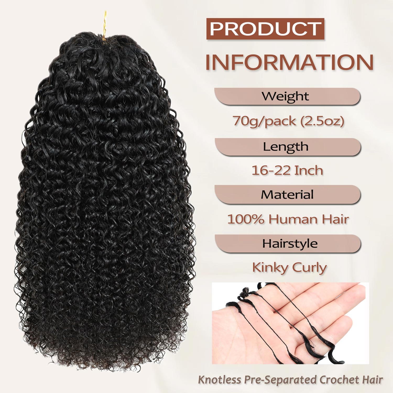 Kinky Curly Miracle Knots Human Crochet Hair, Invisible Pre 