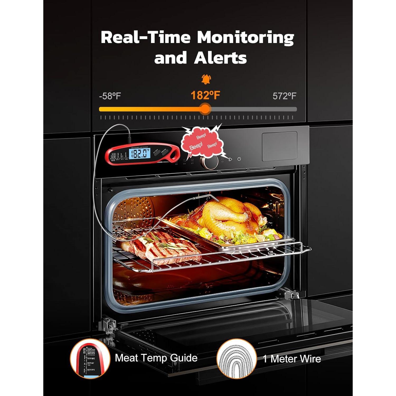 Instant Read Meat  Digital for Cooking & Grilling with Dual Probe,   for Grill, , BBQ, Oven, Candy, Oil Fry, Kitchen Gadgets, Gifts Stocking Stuffers for Men