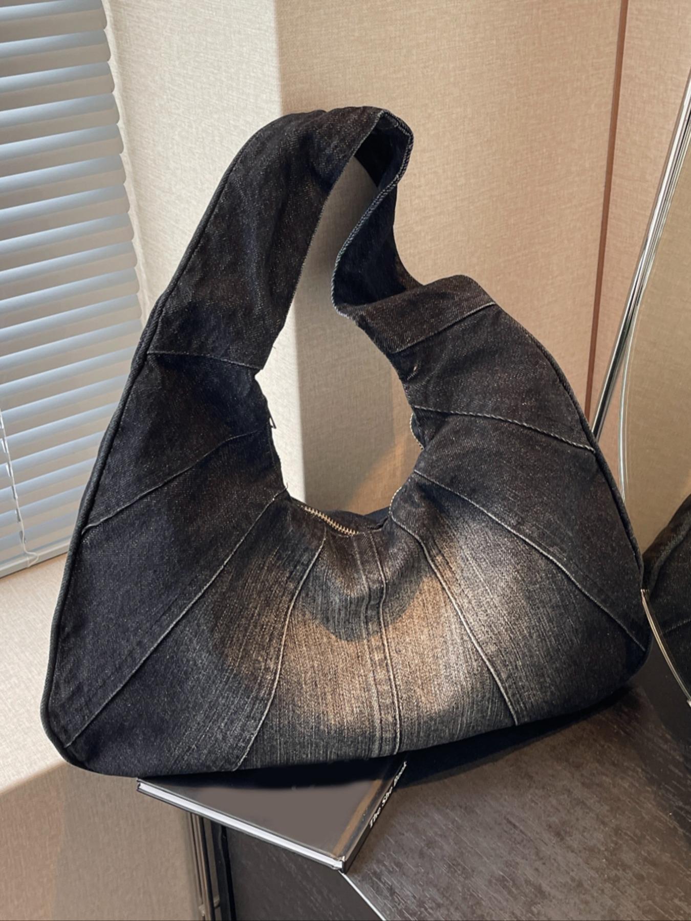 Women's Fashionable Denim Shoulder Bag, Shoulder Purse, 2025 New Style Casual Versatile Zipper Slouch Bag for Daily Used As Gifts, Trendy All-match Purse Bag for Commute, Work, Travel, Gifts for Her, Denim Crossbody Bags