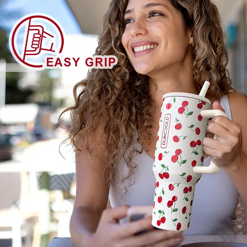 Dloccold 40oz Stainless Steel Travel Cup Tumbler with Straw Lid, Leak-Proof, Keeps Cold 24 Hours, Dual-Layer Water Bottle for Home Office Car Outdoor