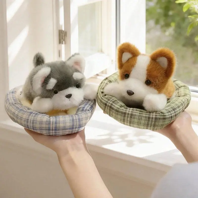 Cute Dog With a nest Plush Toy Stuffed Animals Cute Corgi, Jinmao, Sherina, Tucong, West Highland Toys for Girl Funny Ornaments