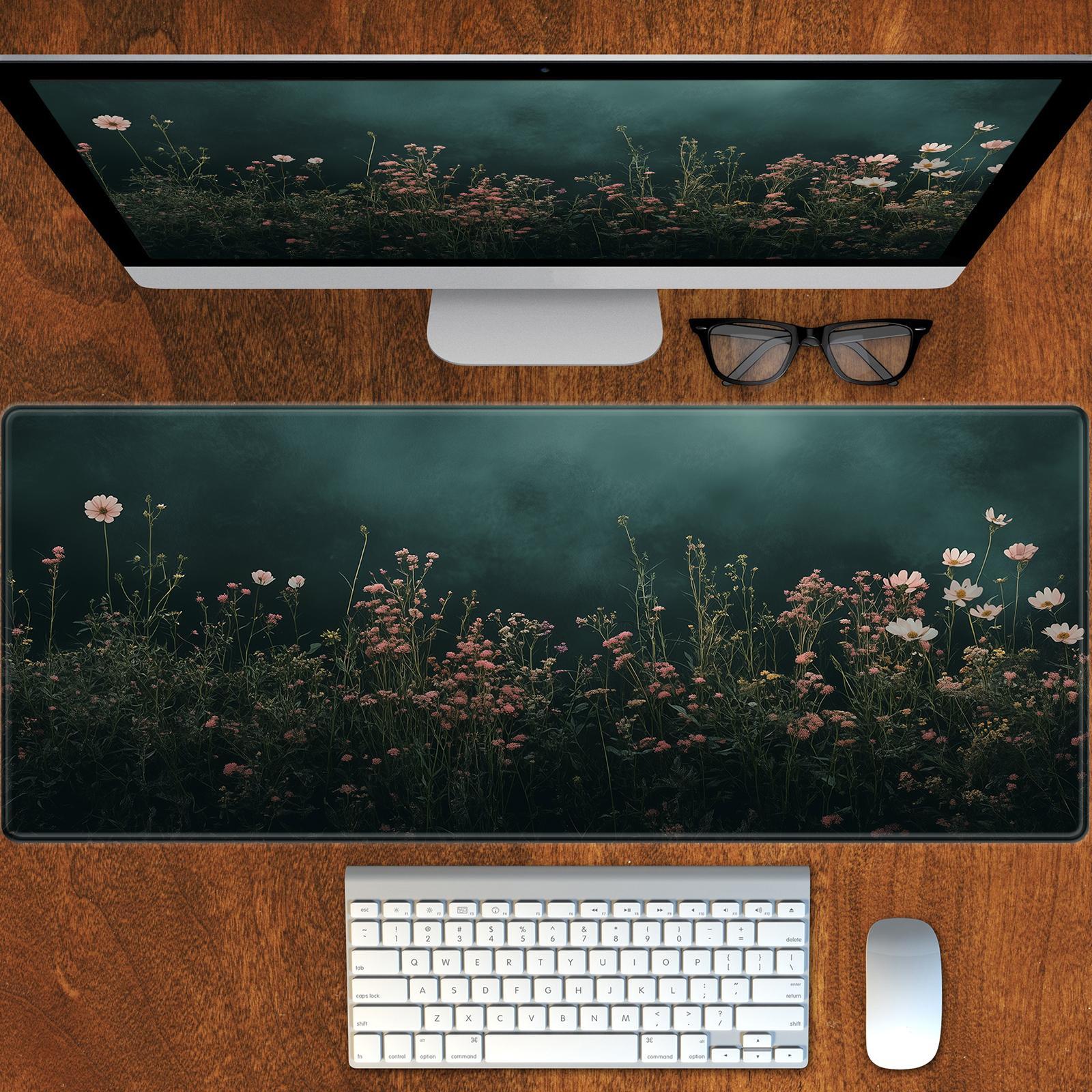 Flower Pattern Mouse Pad, 1 Count Rectangle Gaming Mouse Pad, Large Mouse Pad with Stitched Edges, Keyboard Mouse Mat for Work, Game, Office, Home, Desktop Accessory