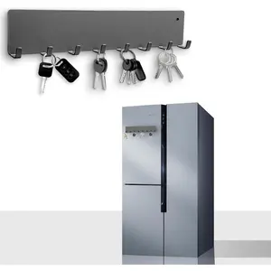 Magnetic Key Holder for Frideg,Heavy Duty Strong Magnetic Key Hanger with 8 Hooks for Refrigerator,Magnetic Kitchen Utensil Holder for Metal Surface in Entryway,Garage,Pantry (Gray)