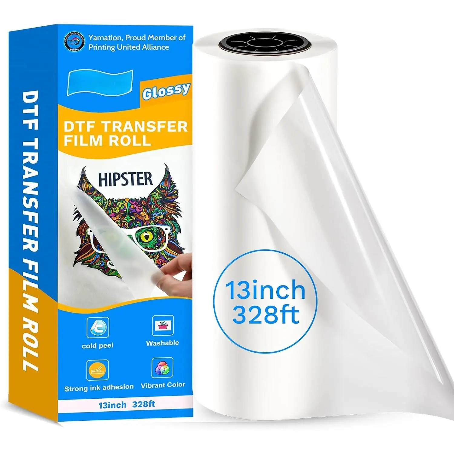 DTF Transfer Film Roll: 13 Inch x 328  Glossy Clear  Paper Cold Peel Direct to Film Transfer Paper for Tshirt