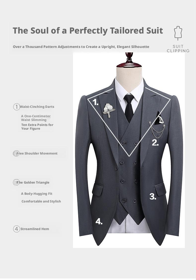Cross-border New Three-piece Groom Suit Banquet Men's Suit Wedding Dress Amazon Foreign Trade Groomsmen Suit