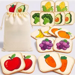 Felt Fruit & Vegetable Matching Toy – Montessori Memory Flash Cards for Toddlers 1-3, Soft Preschool Learning Gifts for Boys & Girls