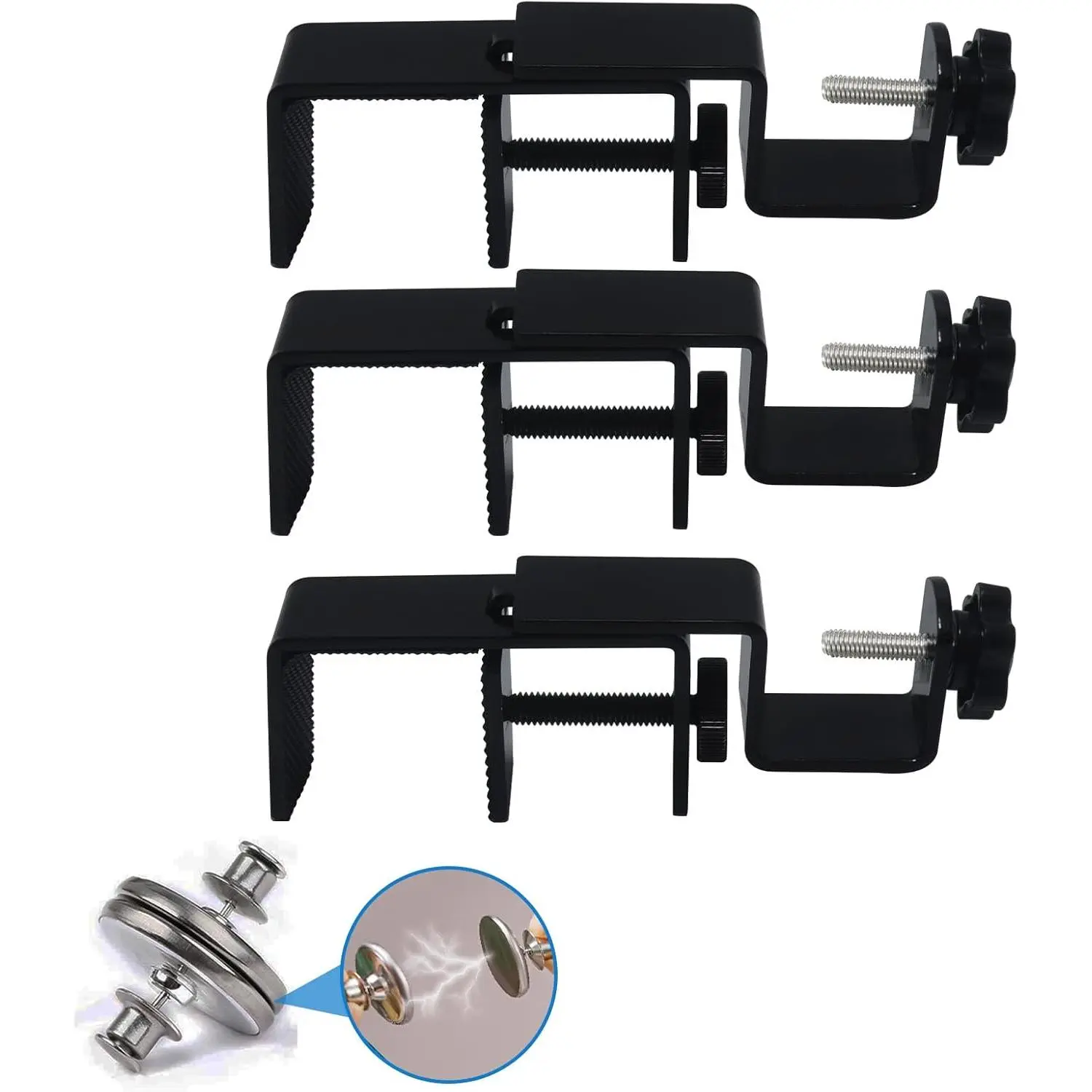 Outside Mounted Blinds Curtain Rod Bracket Attachment, 1.3 - 2 inches Wide Track, Tool - free & Drill - free, with Installation Guide and Curtain  buckle Black-3Pack   application