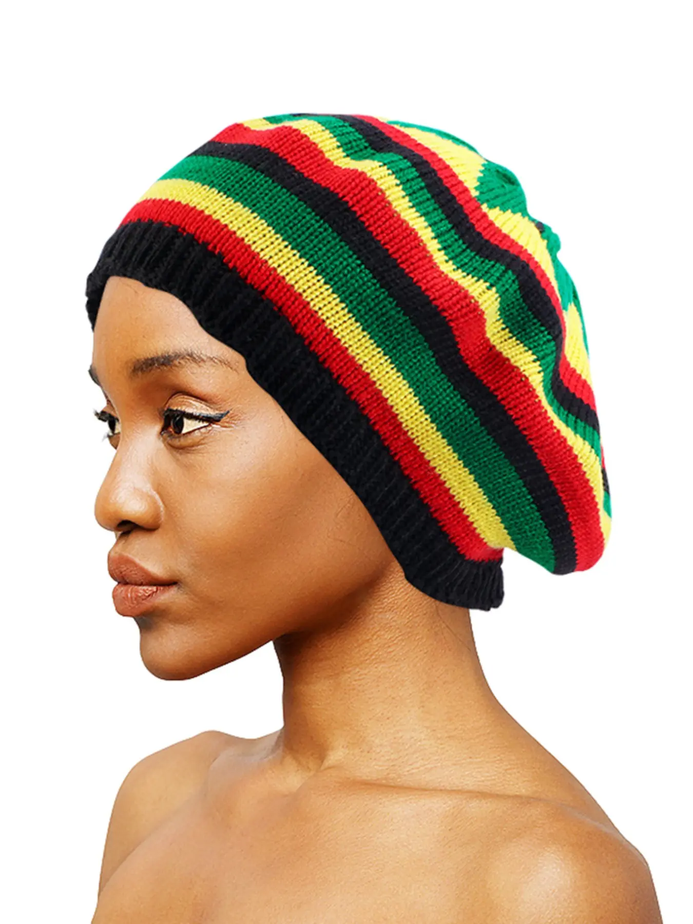 1pcs Autumn Winter Jamaica Rastafarian Knit Hat, Rainbow Stripe Beret, Warm and Stylish Headwear for Men and Women, Perfect for Cold Weather