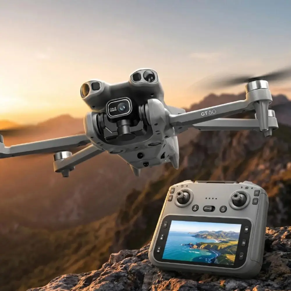 GT50 Foldable Aerial Photography Drone (with Screen-Equipped Remote Controller): Features an HD camera, intelligent obstacle avoidance, optical flow hovering, brushless motors, and dual batteries. With one-key takeoff/landing and 360° f