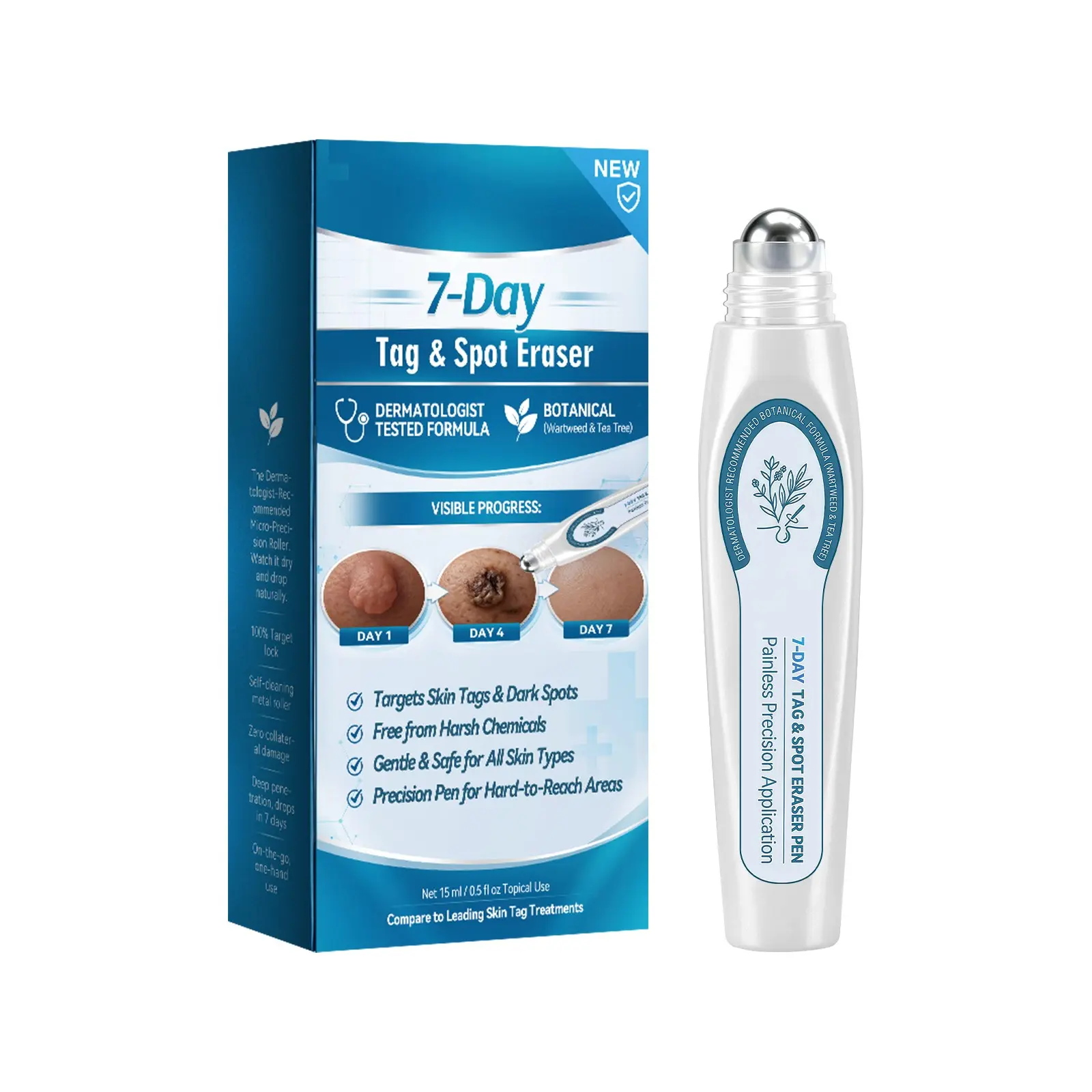 1PC 15mL Skin Care Roller Pen with Sun Spurge Extract, Tea Tree Leaf Oil & Allantoin, Precision Roll-On Applicator for Targeted Moisturizing Care, All Skin Types