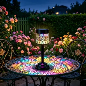 Outdoor Solar Wall Light, Color-Changing Mandala Metal Ip65, Decorative for Walls, Farm, Porch, Fence, Lawn, Table, Christmas, Valentine's Day, Birthday