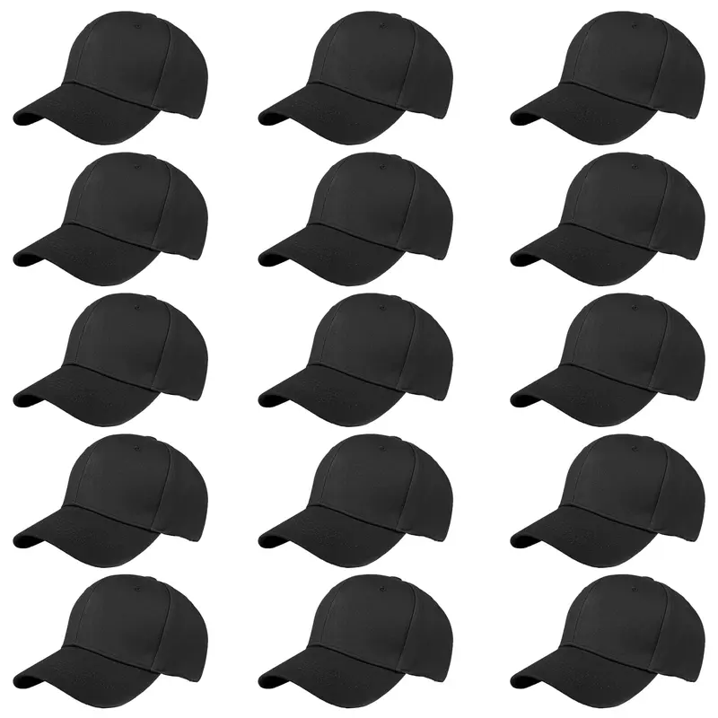 24 Pack Unisex Baseball Cap, Adjustable, Bulk Wholesale, Plain White...