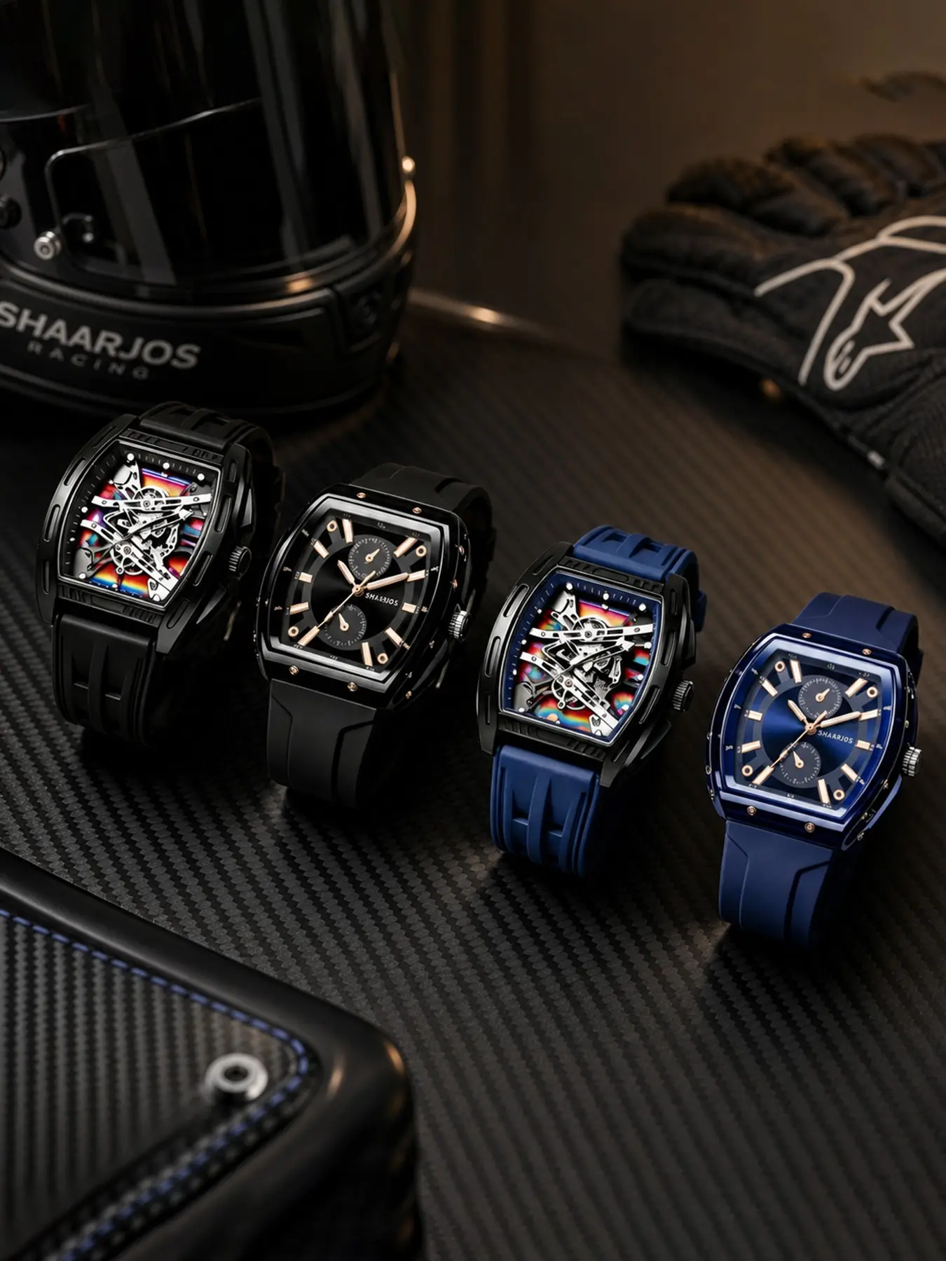 4pcs Quartz Watch Set, Unisex Silicone Strap, Fashion Sporty Casual Wristwatch, Ideal for Travel, Streetwear, Everyday Wear