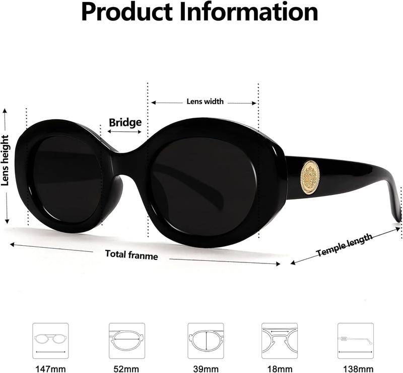 Retro Oval Sunglasses for Women 90s Round Chic UV400 Protection 2026 Chunky Thick Frame Sun Glasses