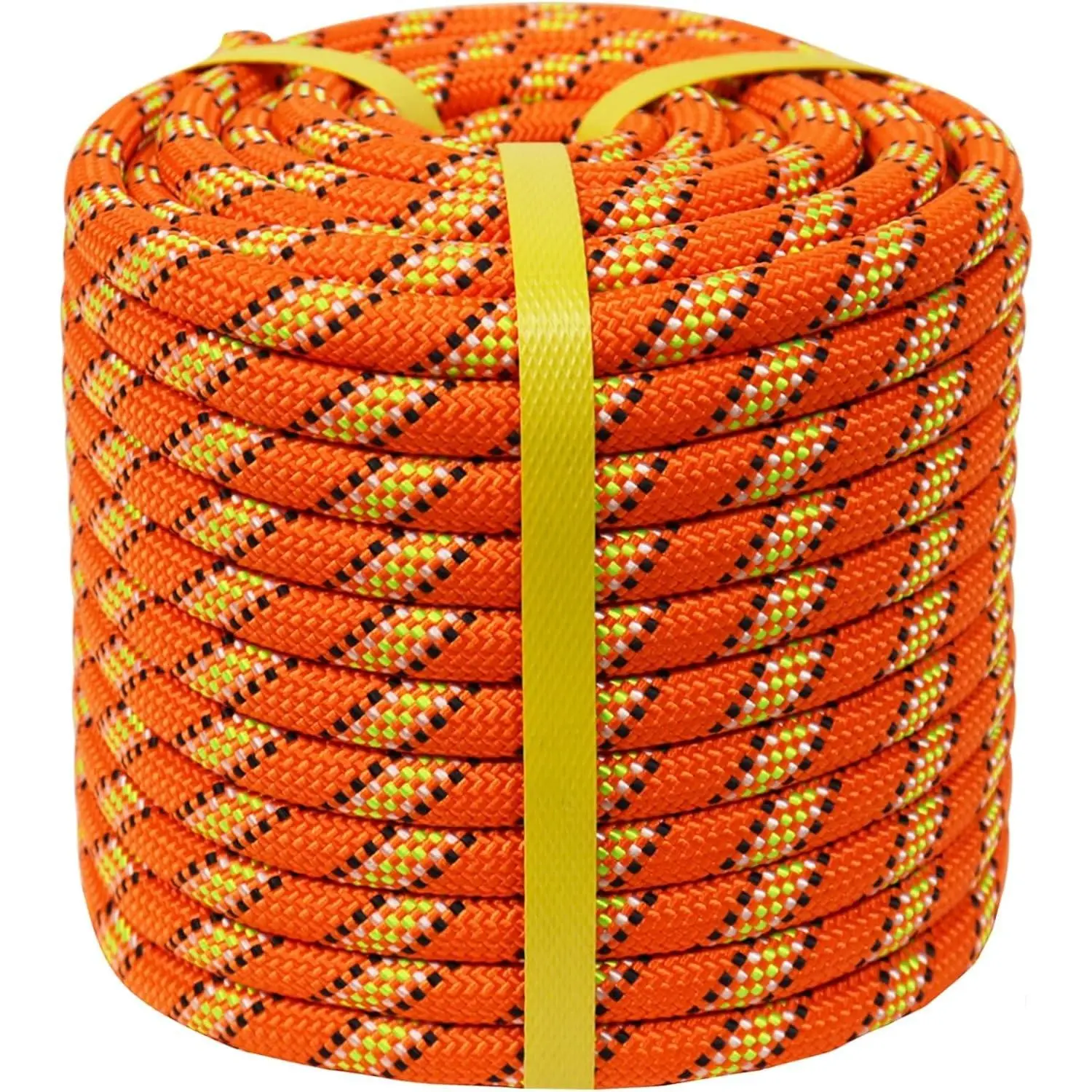 1/2 in x 200 ft 48 Strands Heavy Duty Double Braid Polyester Arborist Rigging Rope, Ideal for Tree Work, Climbing, Pulling, Logging, Swing, Orange