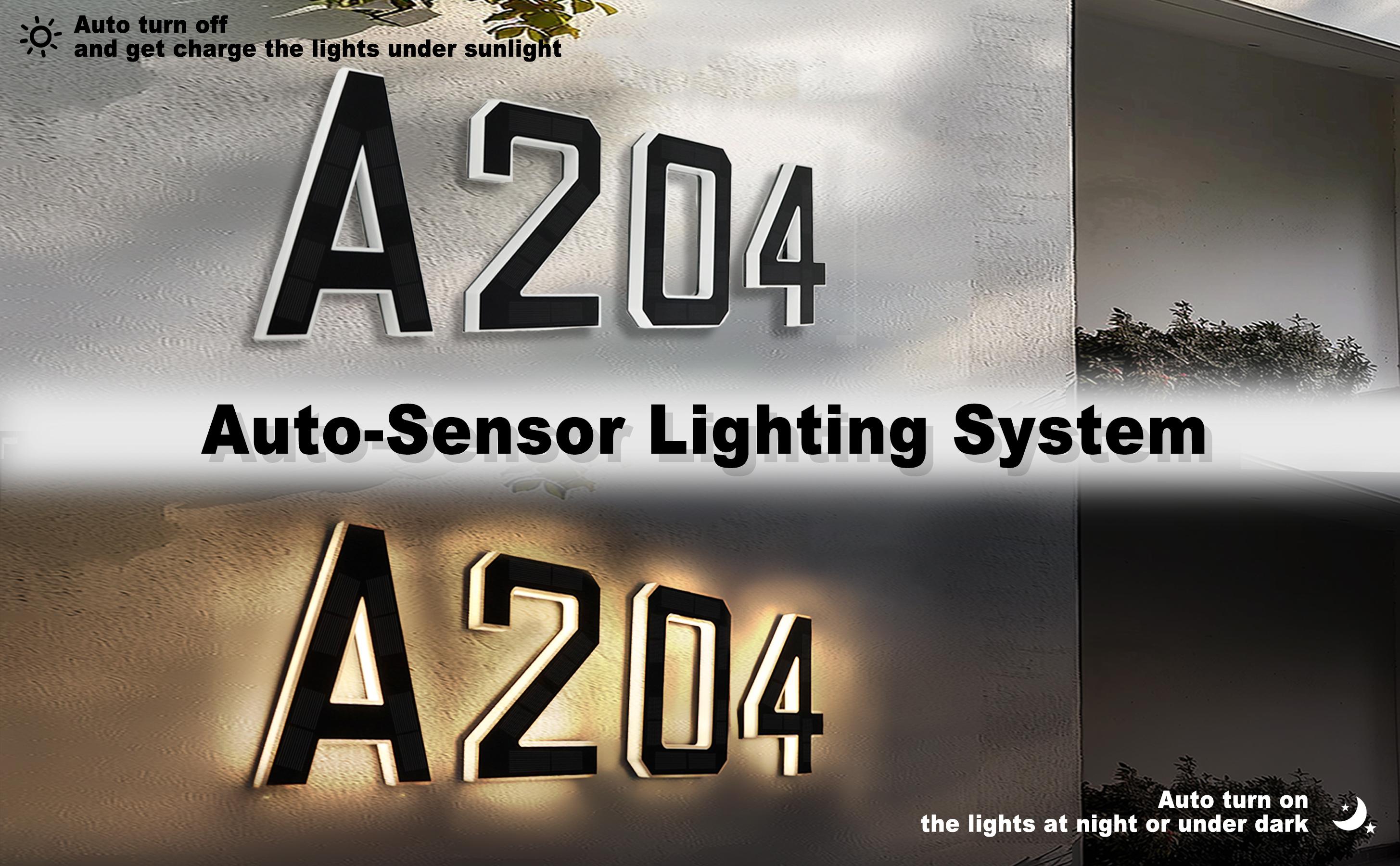 Solar Lighted 9 Inch LED Address Numbers Signs - Waterproof Outdoor Design for Homes, Modern Look, Ideal for Various Environments,Modern Farmhouse Illuminated Sign