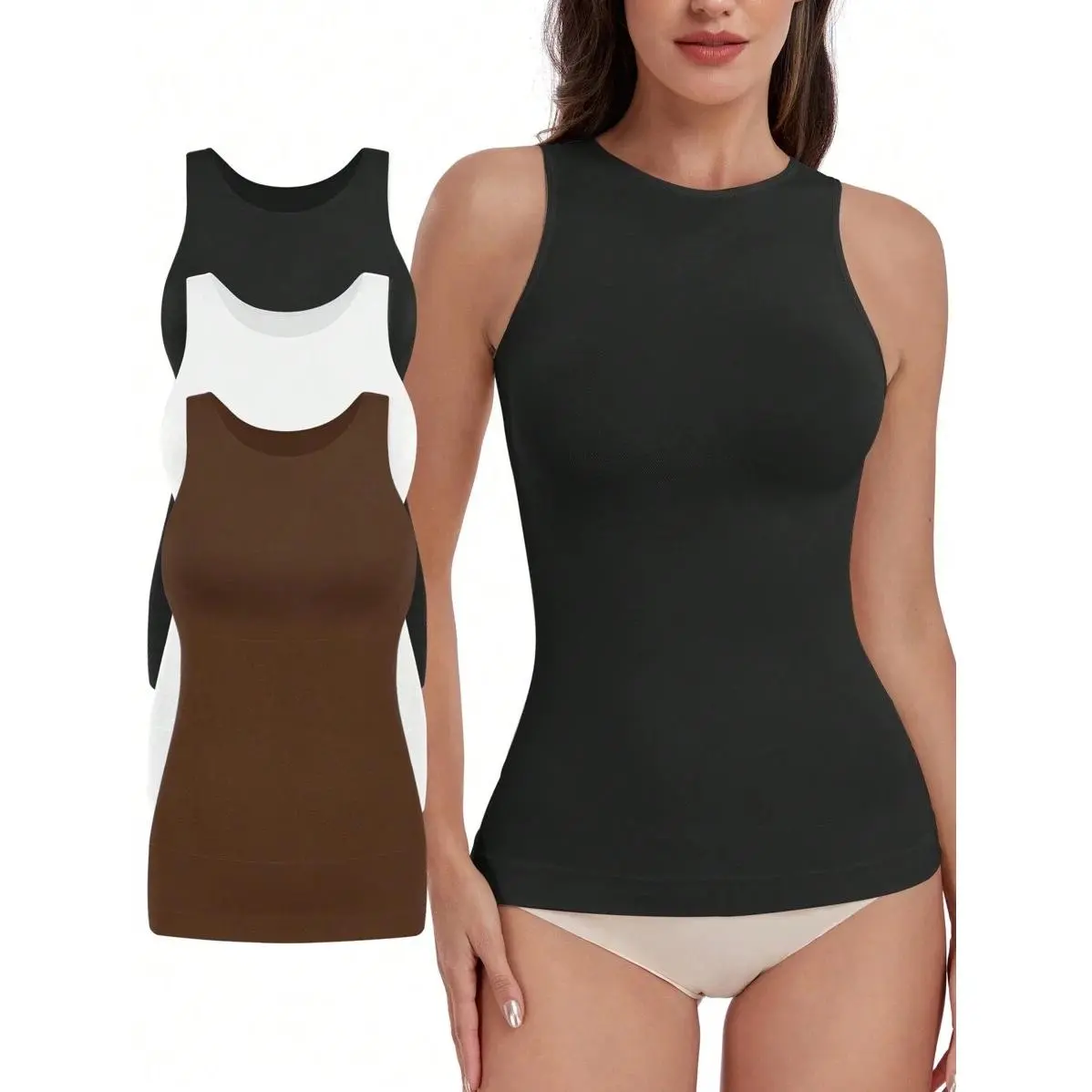 Women's Seamless Halter Neck Tummy Control Shapewear Tank Top - Compression Body Shaper Camisole, Comfortable, Breathable, Casual, Racer Back, Elegant for Club Use