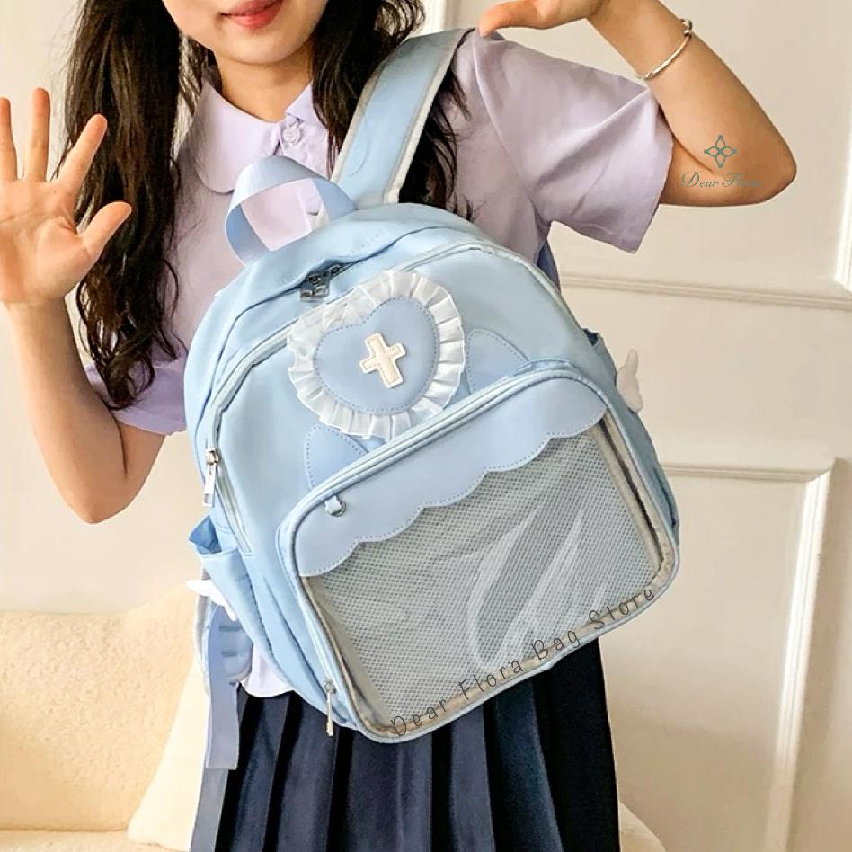 Y2K Cute Clear Ita Bag Women Lolita Backpack Kawaii Girl Shoulder Bag DIY Display Transparent Pocket Japanese Doll Tote Handbags