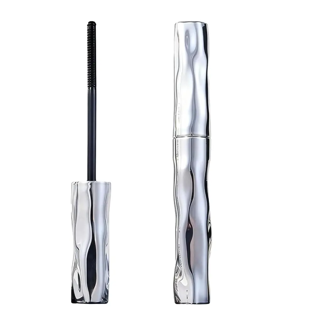 Curling Silver Stick Mascara, Metal Wand Tubing Waterproof Fibre Mascara, 3D Volumizing & Lengthening, Long Lasting Curl Mascaras for Natural and Smudge Proof Eyelash Build Fuller Lashes