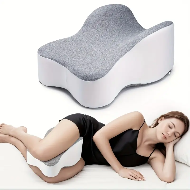 Memory Foam Side Sleep Knee Pillow, Dual Leg Support Pad with Washable Breathable Zipper Cover, Slow Rebound Wedge Pad, Lightweight Portable Bed Accessory