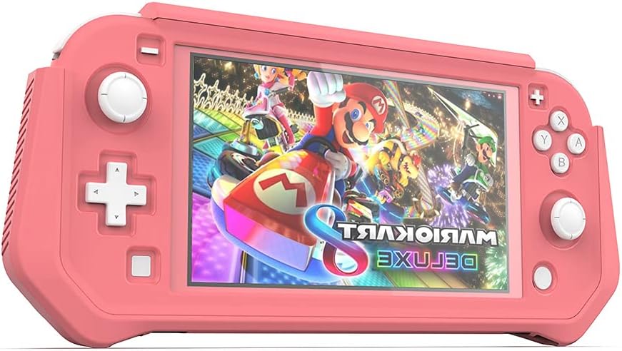 Protective Case for Nintendo Switch Lite, Switch Lite Case with Detachable Screen Protector Cover + Hand Grip Case Compatible with Nintendo Switch Lite 2019, Pink
