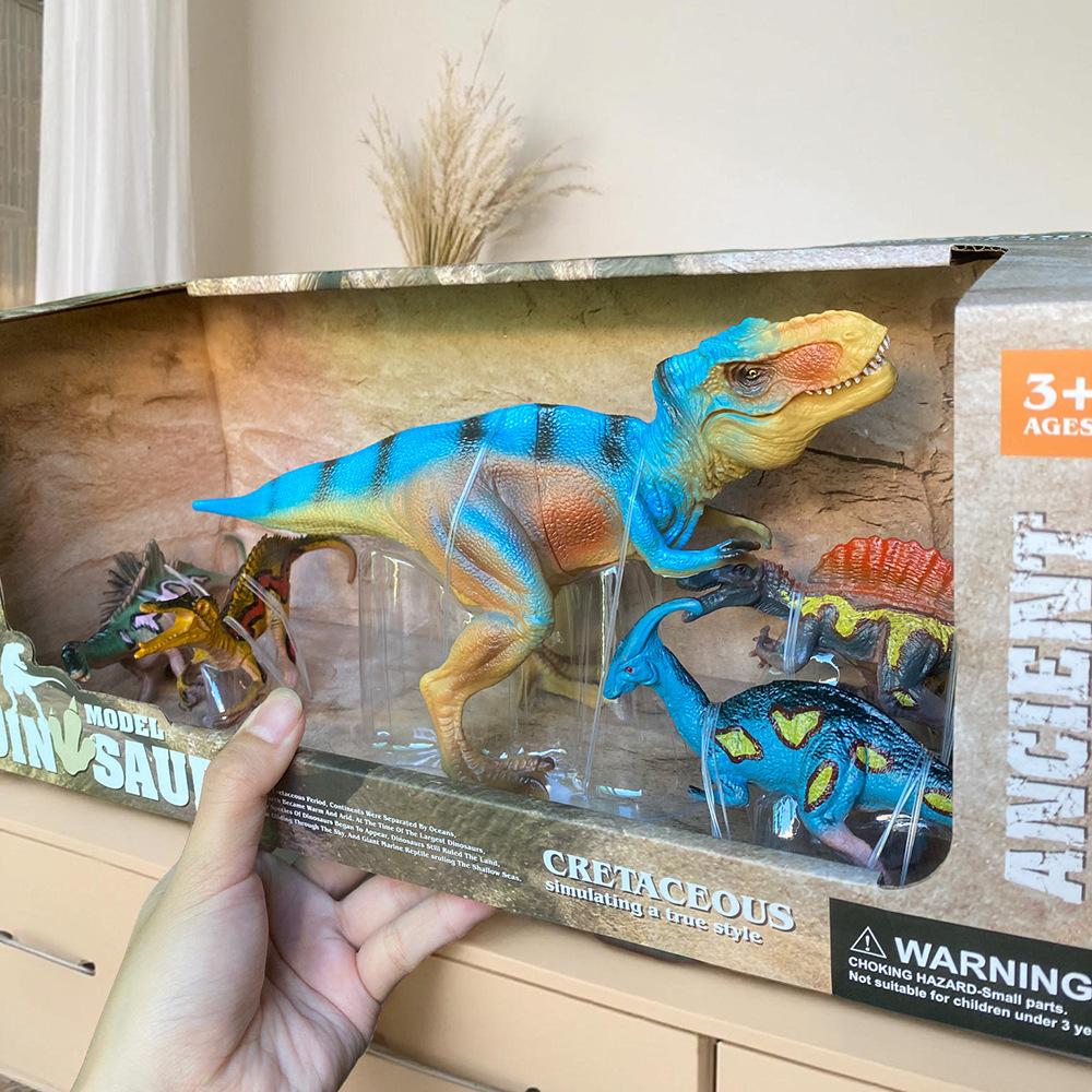 6PCS New Realistic Dinosaur Model Toy Set T-Rex Pterosaur Triceratops Mixed Styles Gift Box