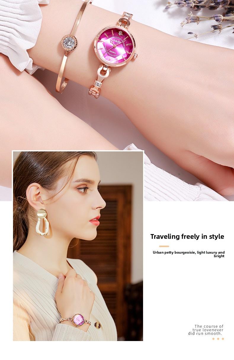 Women's Luxury Rose Gold Bangle Quartz Watch - Blue Dial with Crystal Accents, Jewelry Clasp, Water Resistant, Elegant Casual Wristwatch for Students, Perfect Gift for HerLadies'