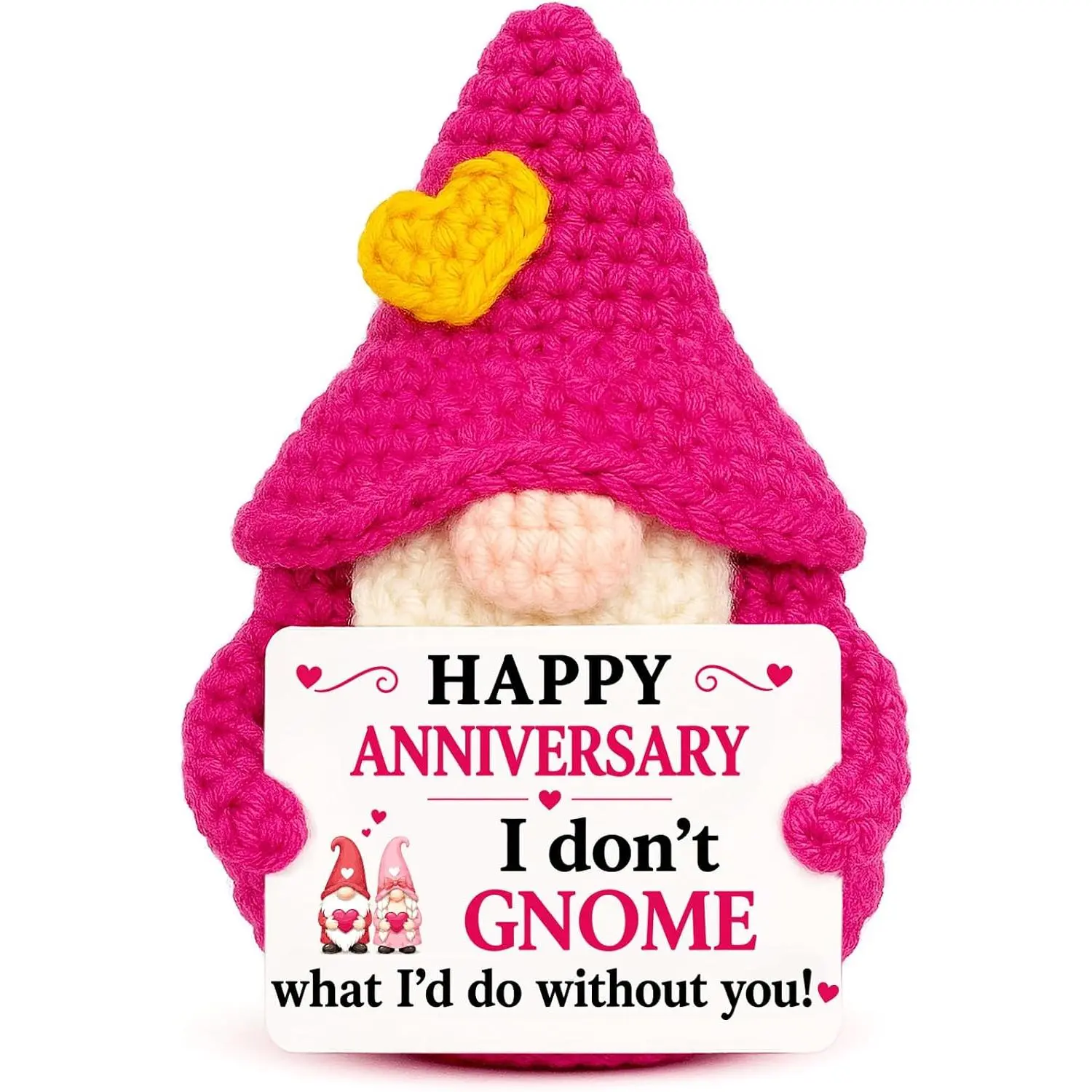 Gifts for Anniversary Women Men - Funny Crochet Anniversary Gnome Gift for Couples Husband Wife Him Her Boyfriend Girlfriend Parents Wedding Marriage Romantic Gifts, Happy Anniversary