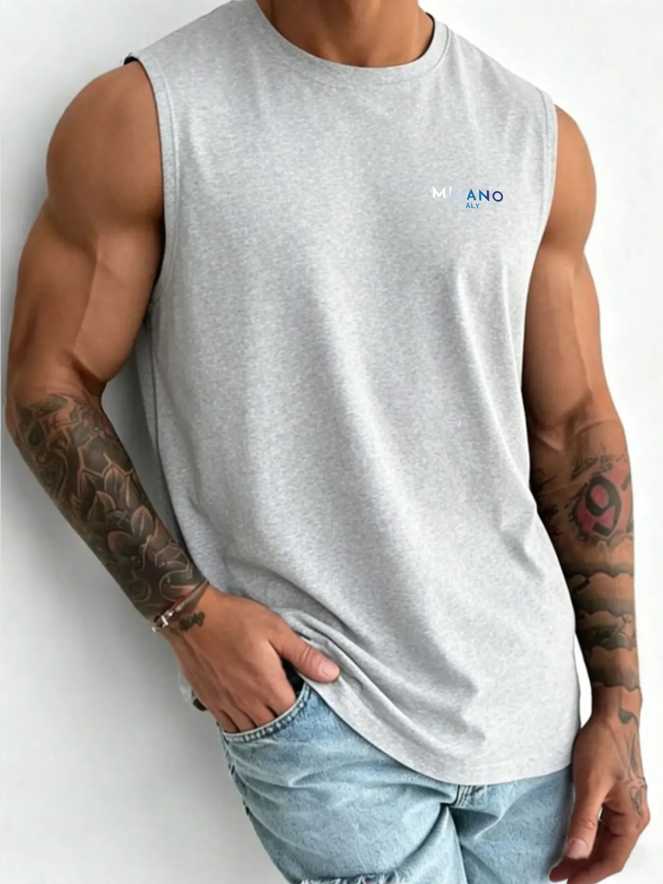 Trendy Men's Vest, Milan Theme Print, Ideal for Summer Outdoor Activities, Beach, Fishing, Vacation, Casual Slim-Fitting Top
