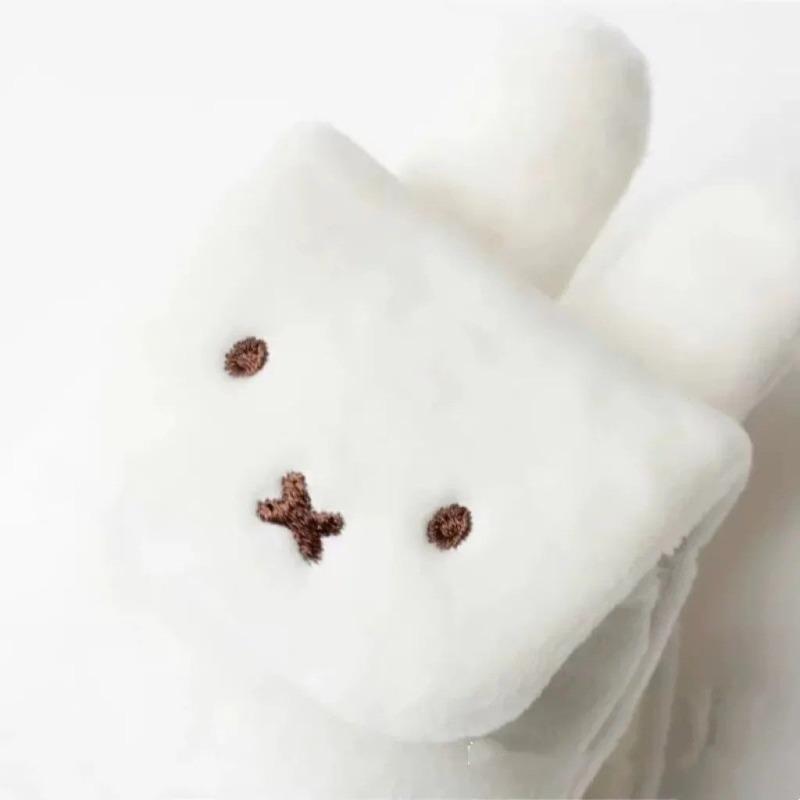 Kawaii Miffy Earphone Case Furry Plush Bunny CoinPurse Keychain for Girls Mini Backpack Purse Multi-Purpose Valentine's Day Gift