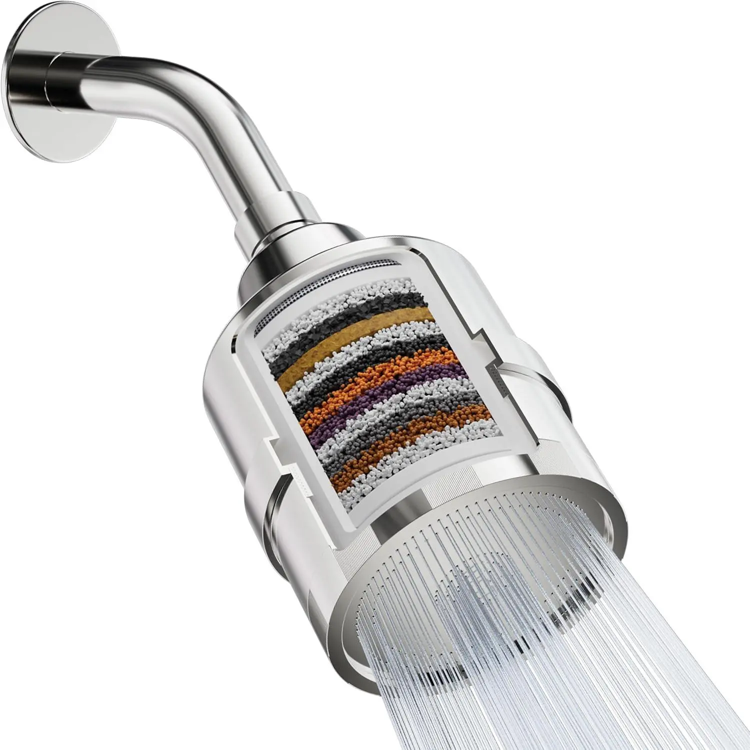 Shower Filter  for Hard Water Improves , Hair, and Nails - Compact, High Output Filtered Shower  with Filter Softens Water and Removes Chlorine and Heavy Metals, Chrome