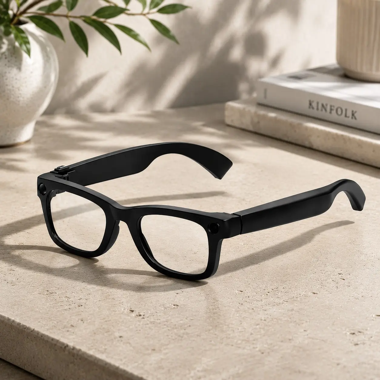 Ai Smart Video Glasses with Camera and Photo Function, High-Definition Video Recording, Decorative Lens, Plastic Frame, Non-Color Changing