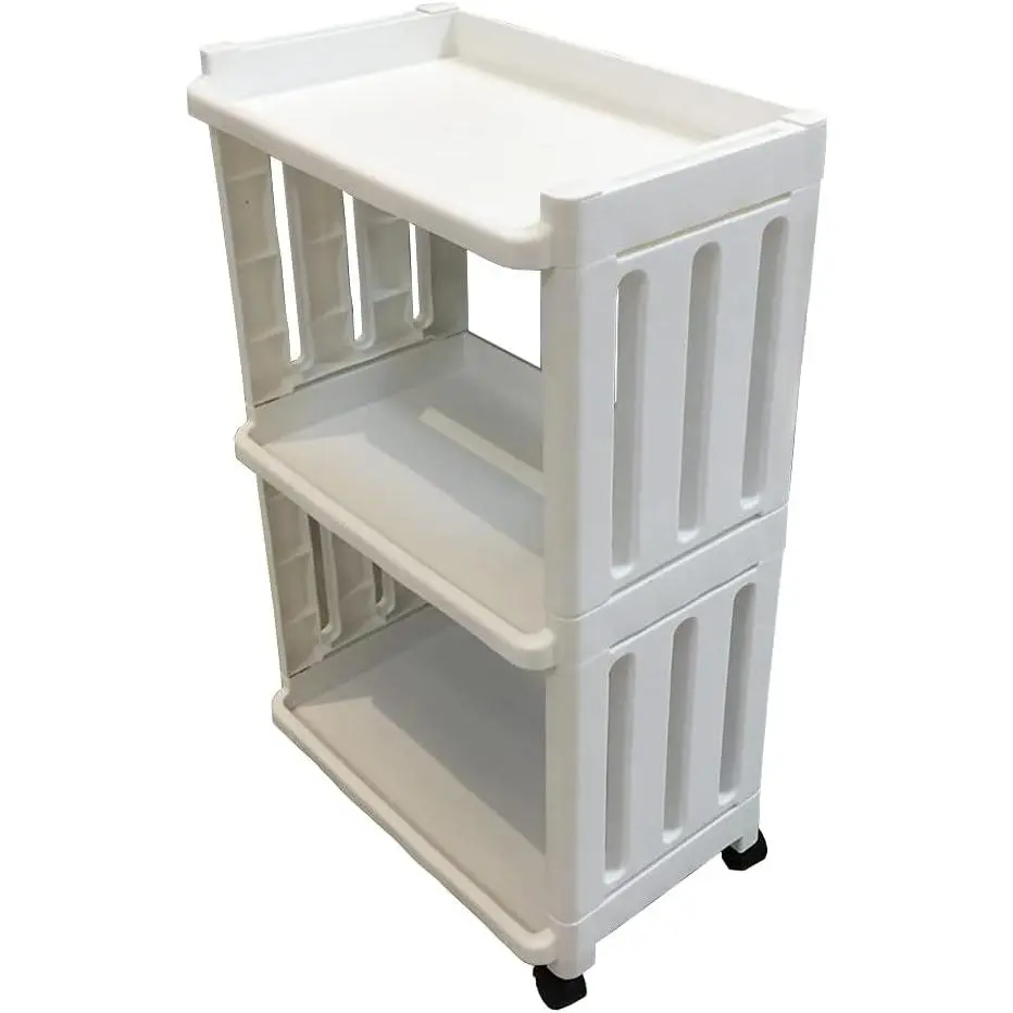 Rolling Storage Utility Cart Slim Organizer Shelf with Wheels 3 Tier Narrow Places Mobile Shelving Unit Tower Rack for Kitchen Bathroom Laundry Room  Office Bedroom Living Room Washroom, White